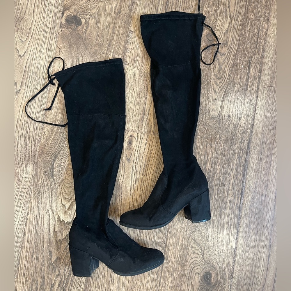 Black Suede Knee High Boots